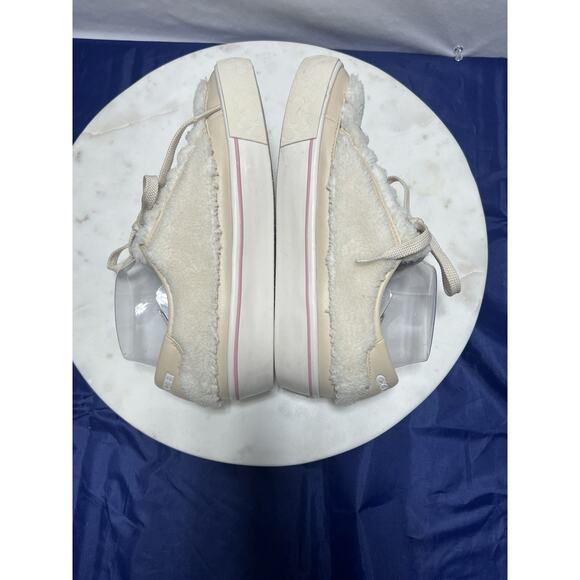 Coach City Sole Shearling Platform Sneakers Shoes Natural Chalk Women Size 8 - Picture 11 of 16